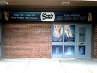 Store front sign and windows  Design and installation of store front light box panel, perforated window graphics and frost vinyl
